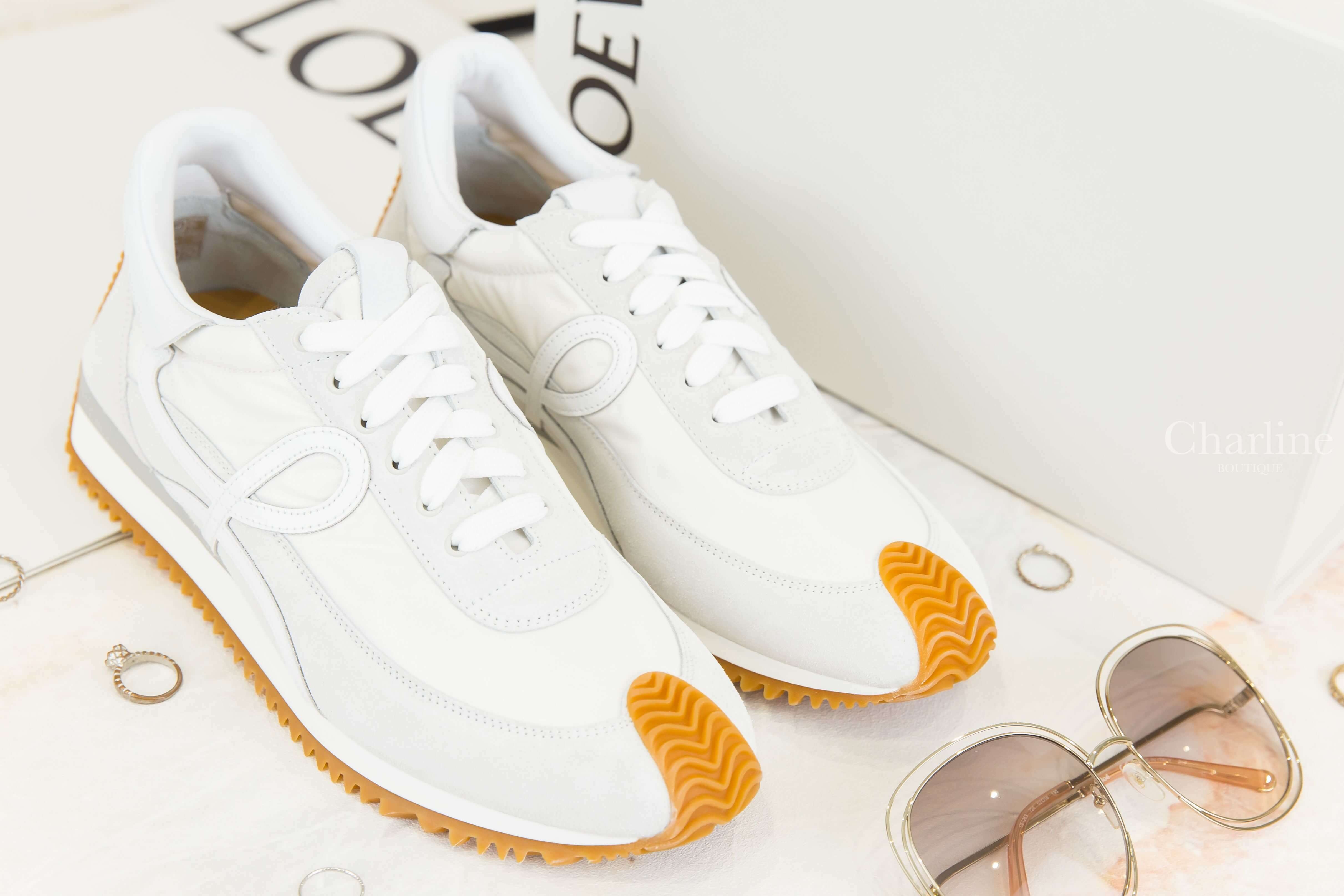 Loewe Flow Runner In Nylon And Suede 白色尼龍拼麂皮棕色鞋底運動鞋