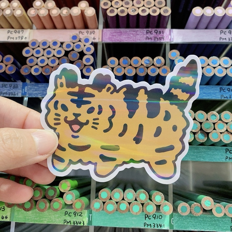 White Jimi - Tiger Cat rainbow sticker