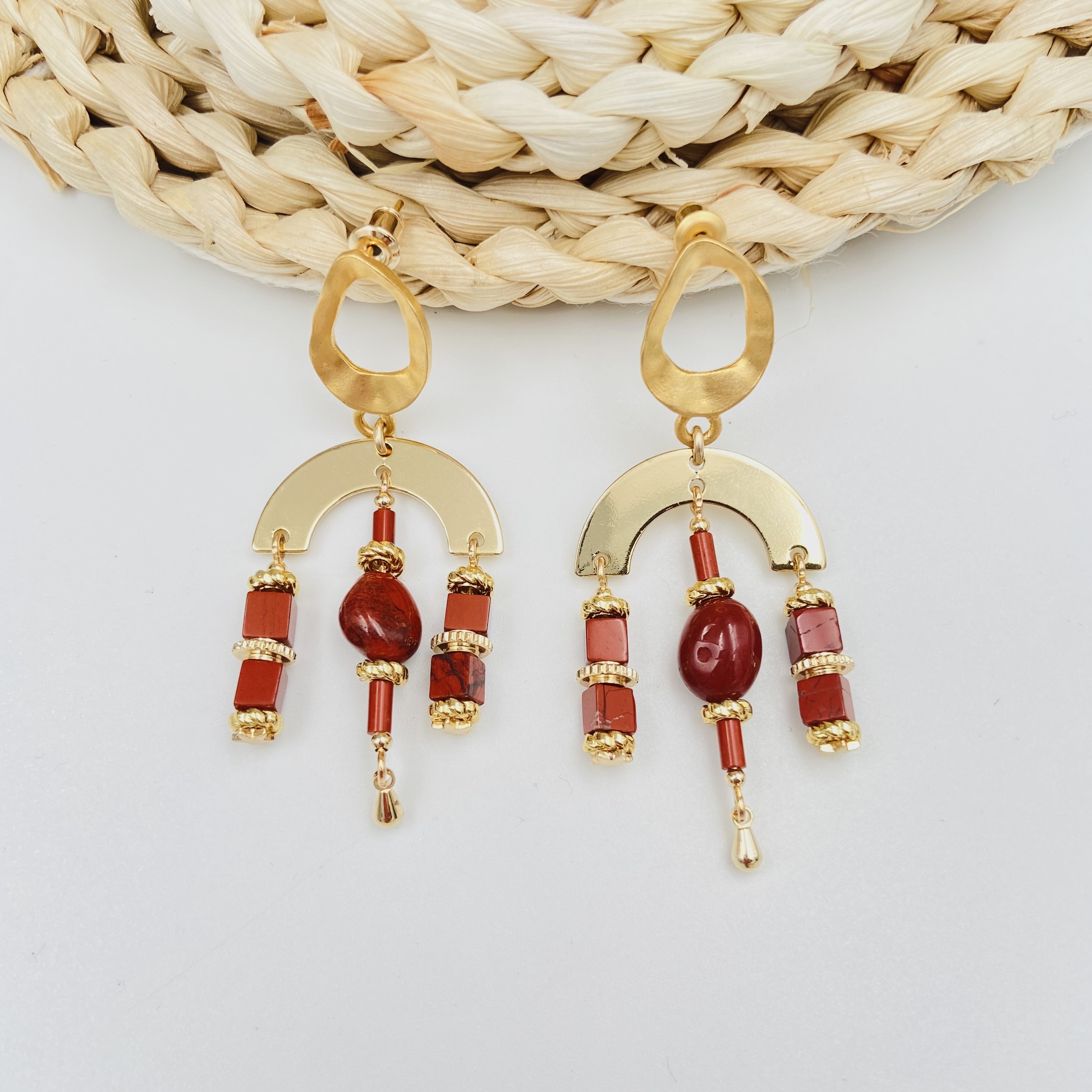 COLE COOL天然簡約紅石祝福系列耳環純銀