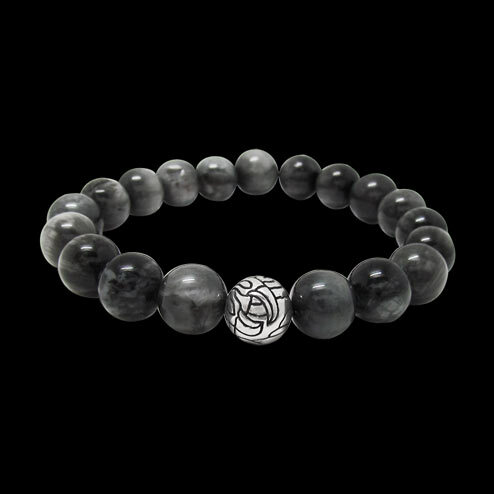 Silver Engraved Nest Bead w/ 10mm Stone Bracelet