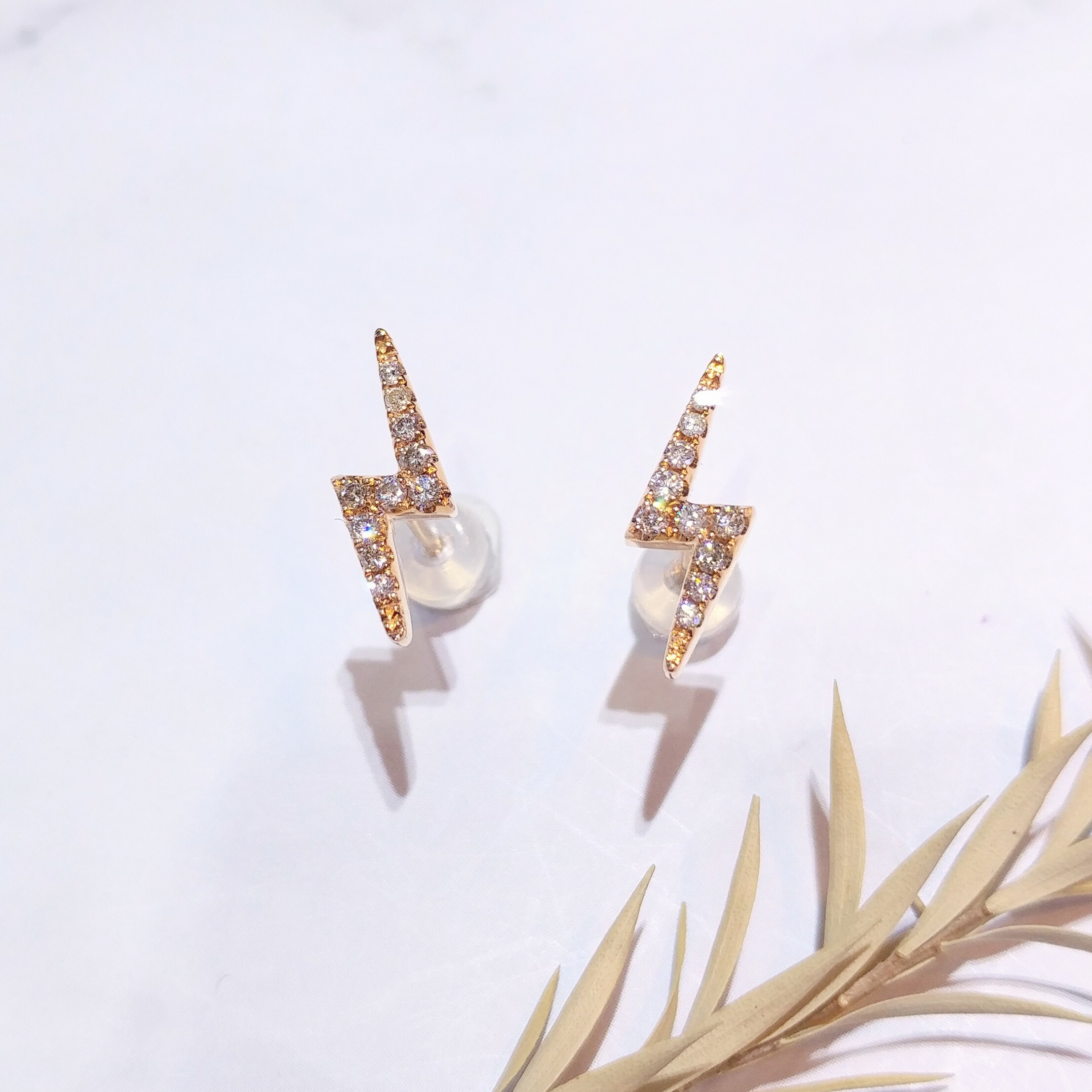 全新18K玫瑰金27份鑽石耳環一對