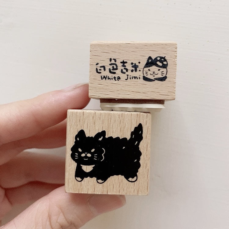 White Jimi Black and White Cat fried fur stamp