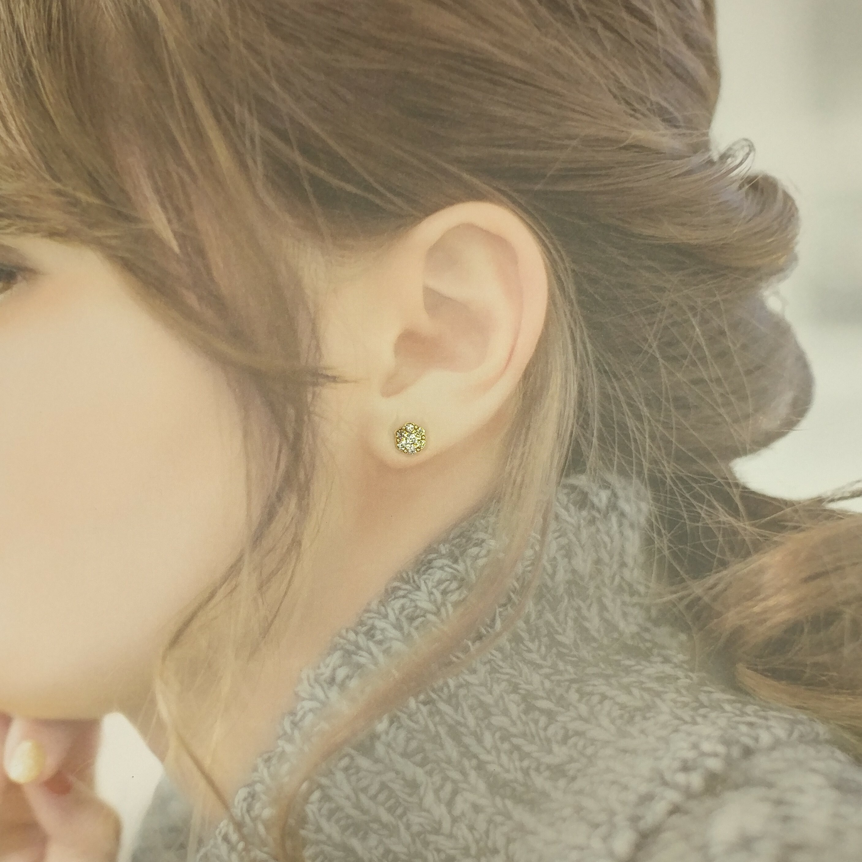 全新18K玫瑰金64份鑽石耳環