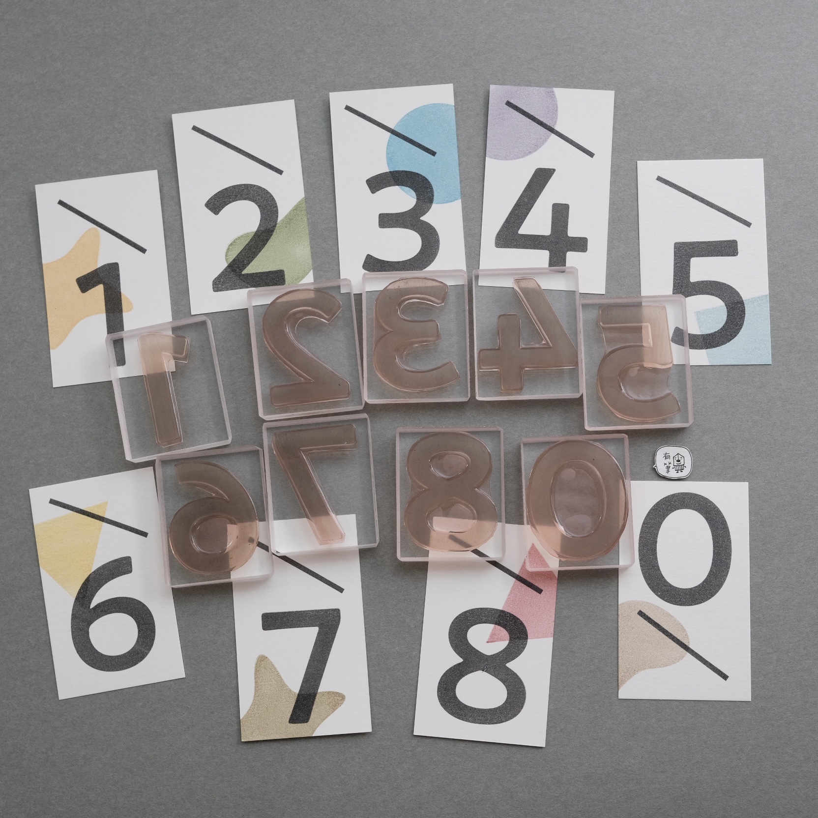 <黑體> 中數字 膠版印章(M)｜一分之一工作室 臺灣