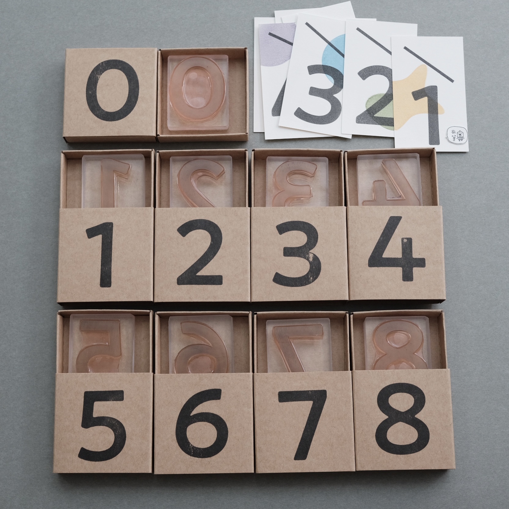 <黑體> 中數字 膠版印章(M)｜一分之一工作室 臺灣