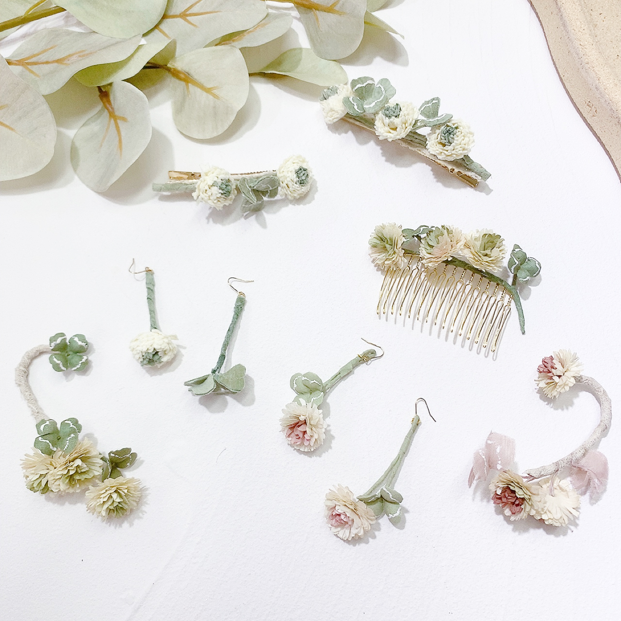 [手作家] 日本布花四葉草耳環/髮夾 (網站限定優惠)