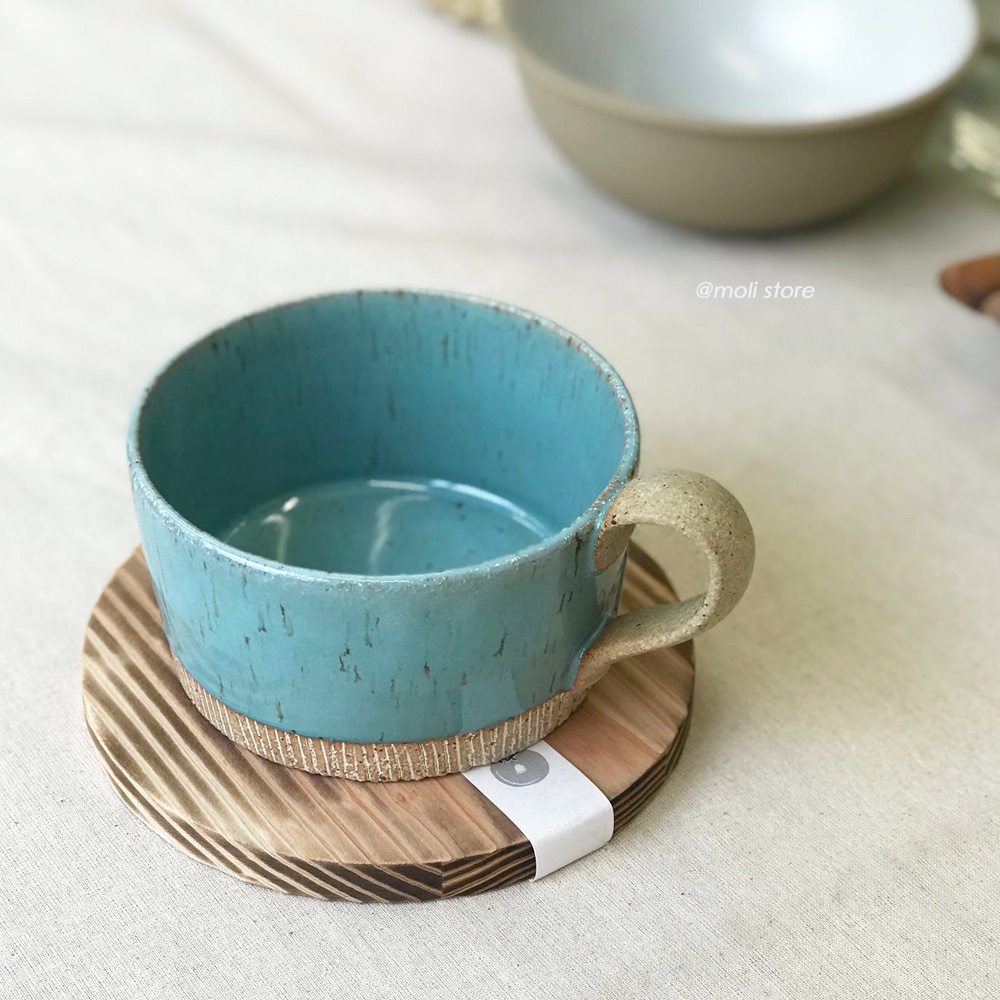 KOYOTOKI Minoyaki Soup Cup-Turquoise Blue