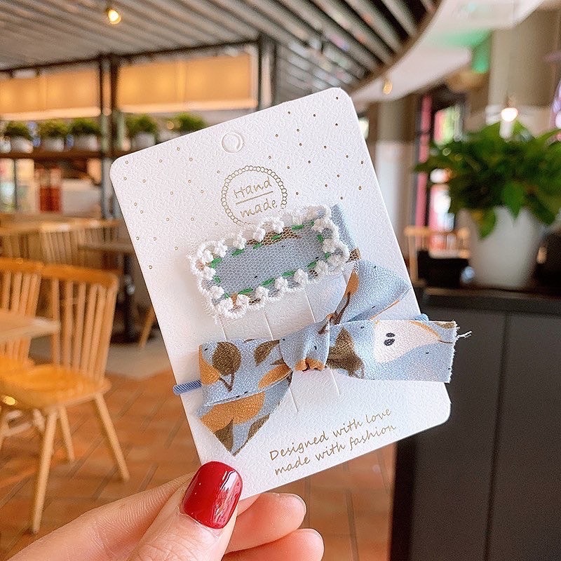 蕾絲波點碎花髮夾髮圈組