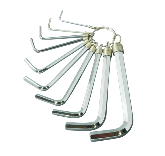 台灣製 BLACK HAND 黑手牌｜公制 鑰匙圈環型六角板手 10支組 L型六角板手組 環裝白金鏡面六角板手 S2｜BH-007