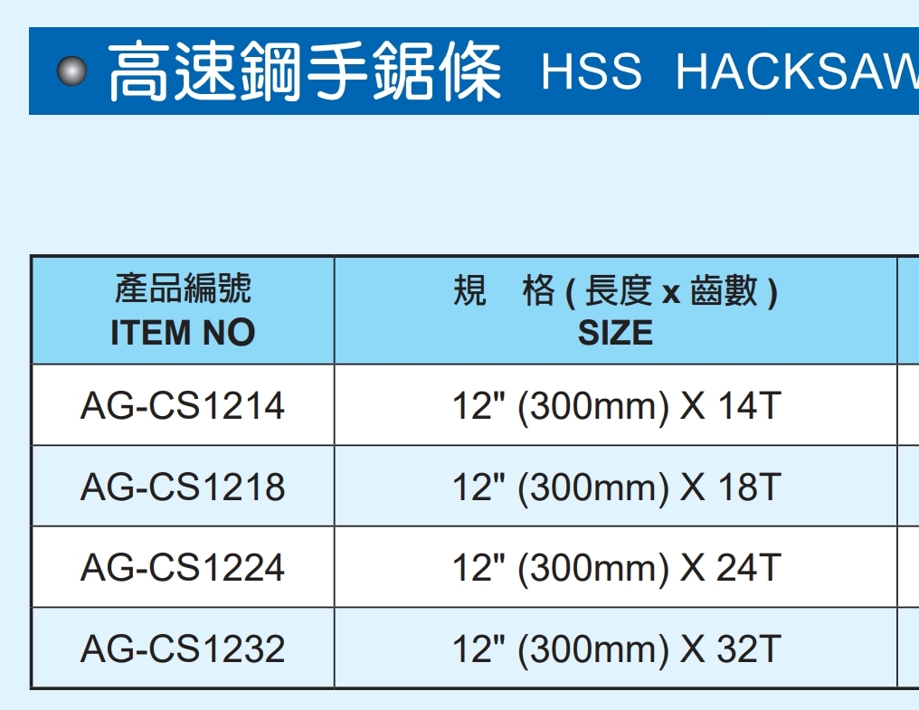 100片｜AIG｜HSS 高速鋼金屬鋸片 12" 300mm 藍色手鋸條 把手鋸 鋸刀｜14T 18T 24T 32T