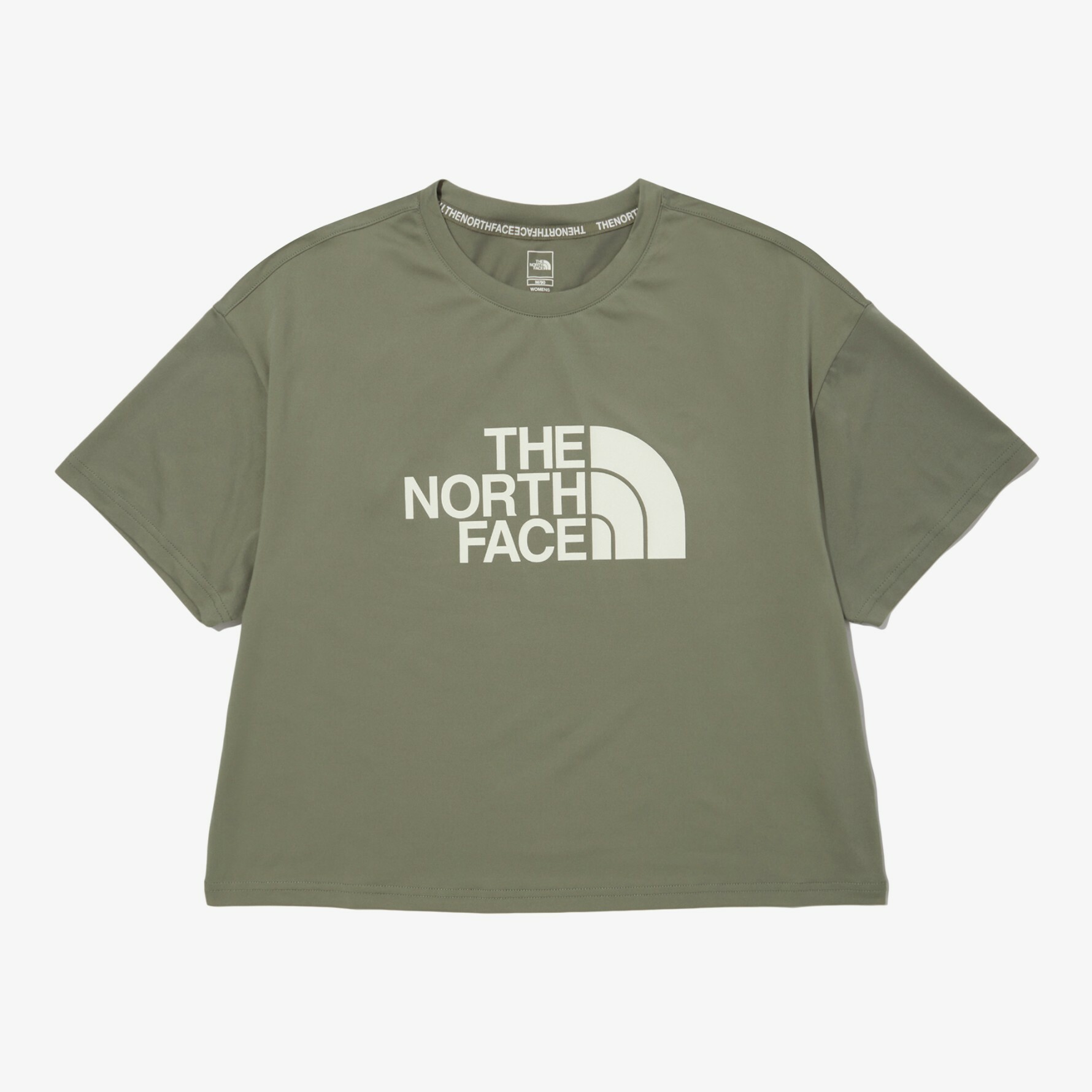 THE NORTH FACE ESSENTIAL LT 女 軍綠 大LOGO 短版 短袖 NT7UN33B