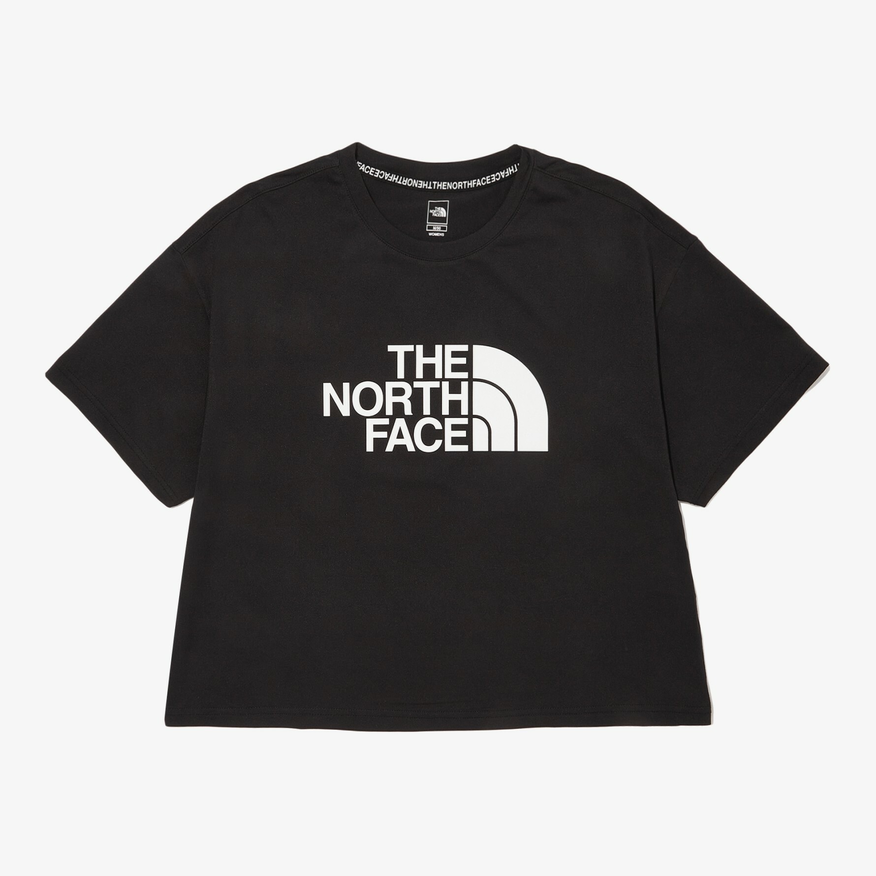 THE NORTH FACE ESSENTIAL LT 女 黑色 大LOGO 短版 短袖 NT7UN33C