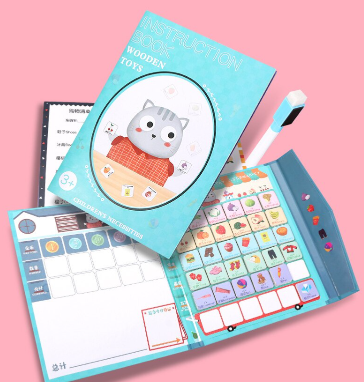 Shopping List Wooden Montessori Magnetic Puzzle Book Board game