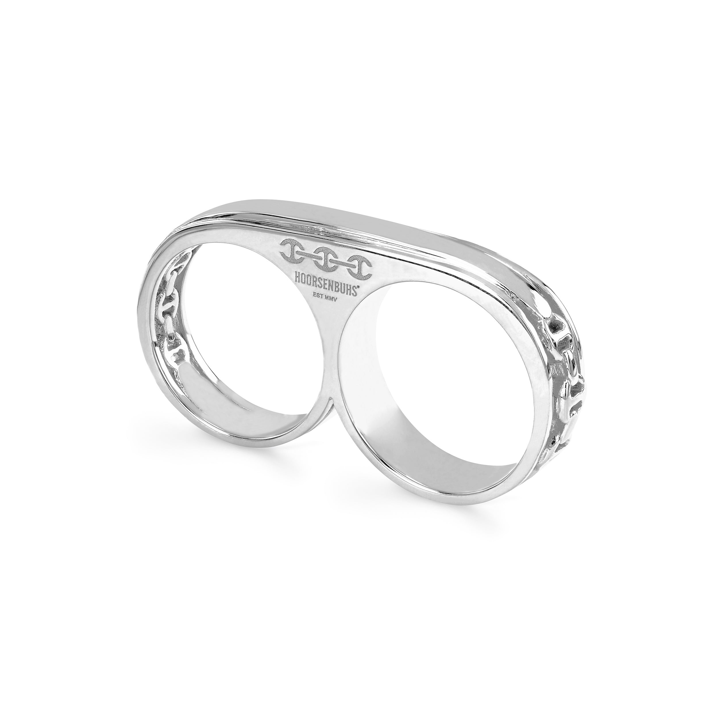HB051 Double Barrel Knuckle Ring - Sterling Sliver