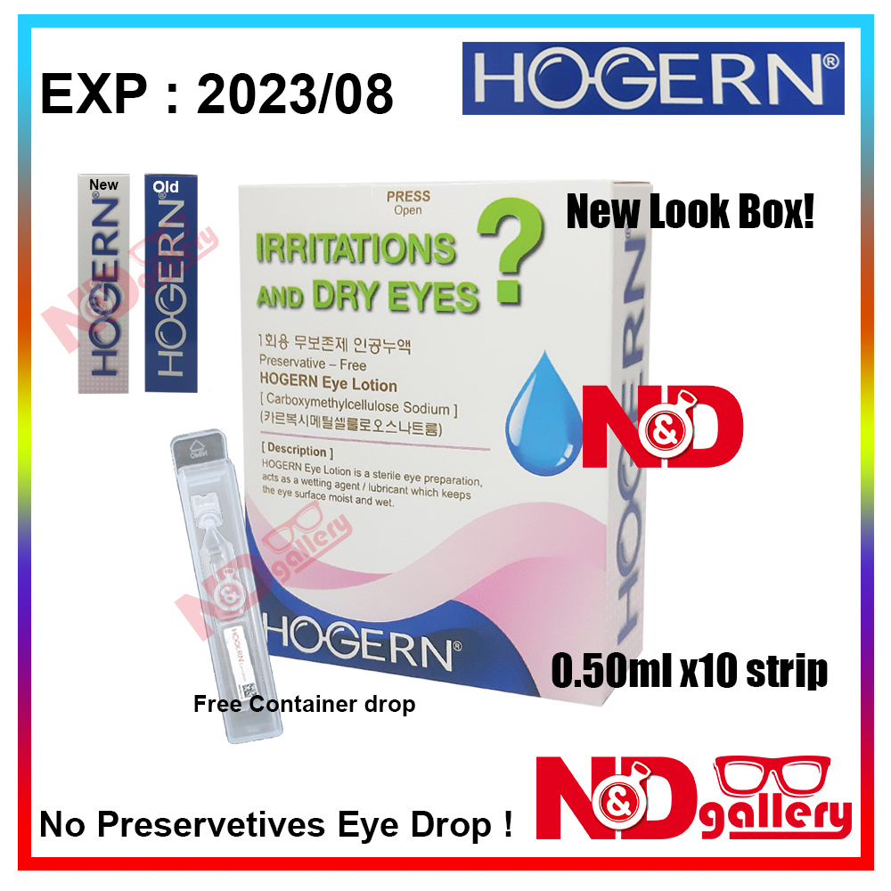 Hogern Eye Lotion ,Unidose Eyedrop 0.50ml x10 strip Free tube Expired 2023/08 No Preservatives Eyes Drop