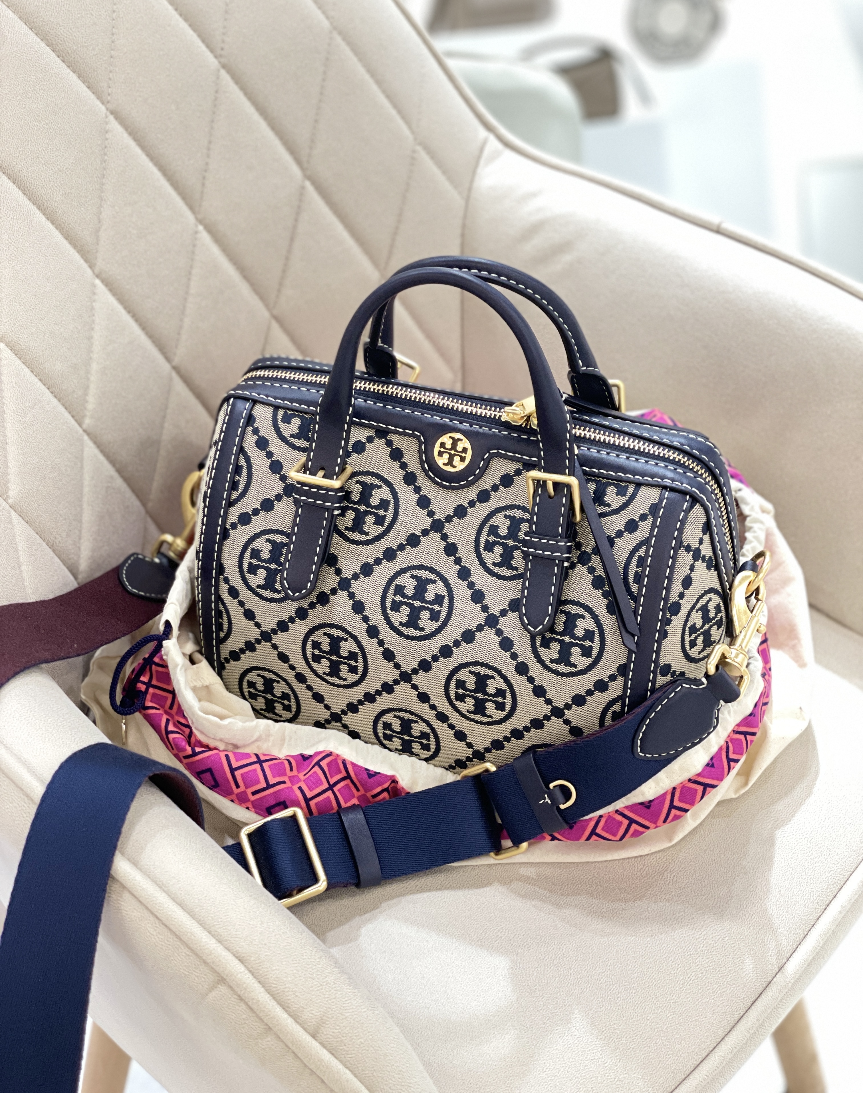 TORY BURCH T Monogram Barrel Bag