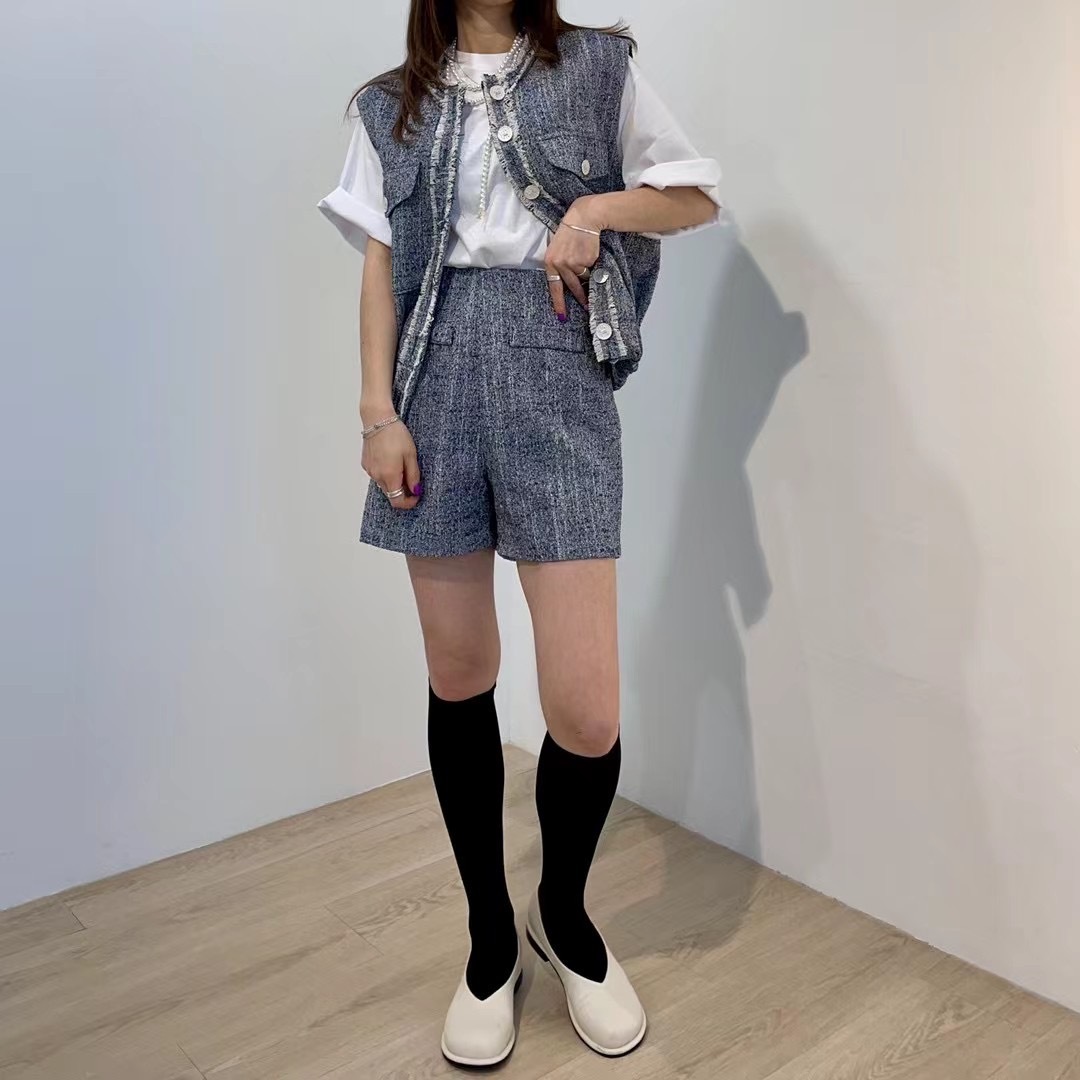 [23/4LIVE]APRC227/ P237 tweed料型格背心set裝