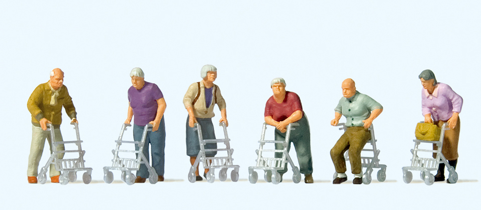 Preiser迷你小人 10718 使用助行器的老人