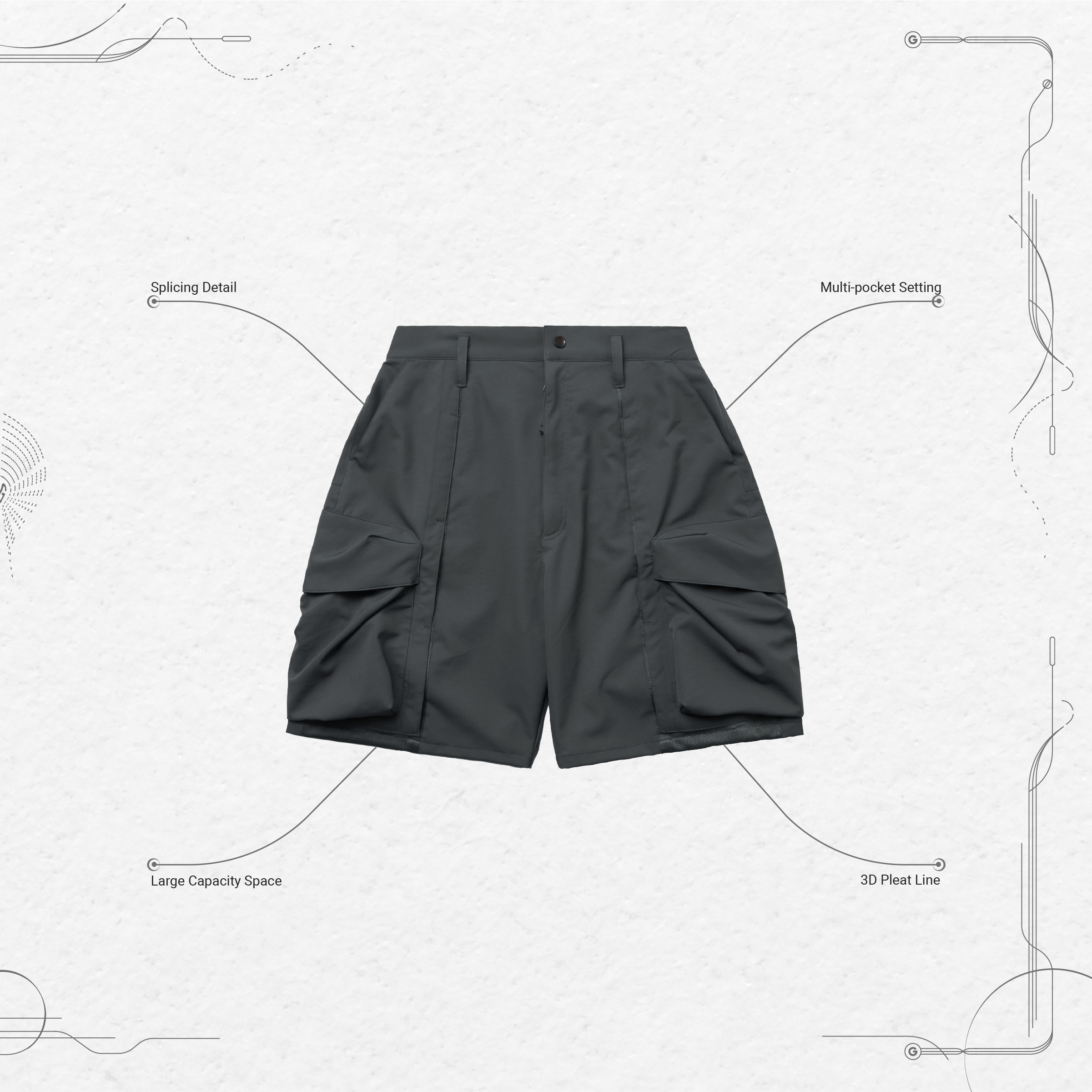 DP-4” Multi-Pocket Utility Shorts - Xenon-Gray