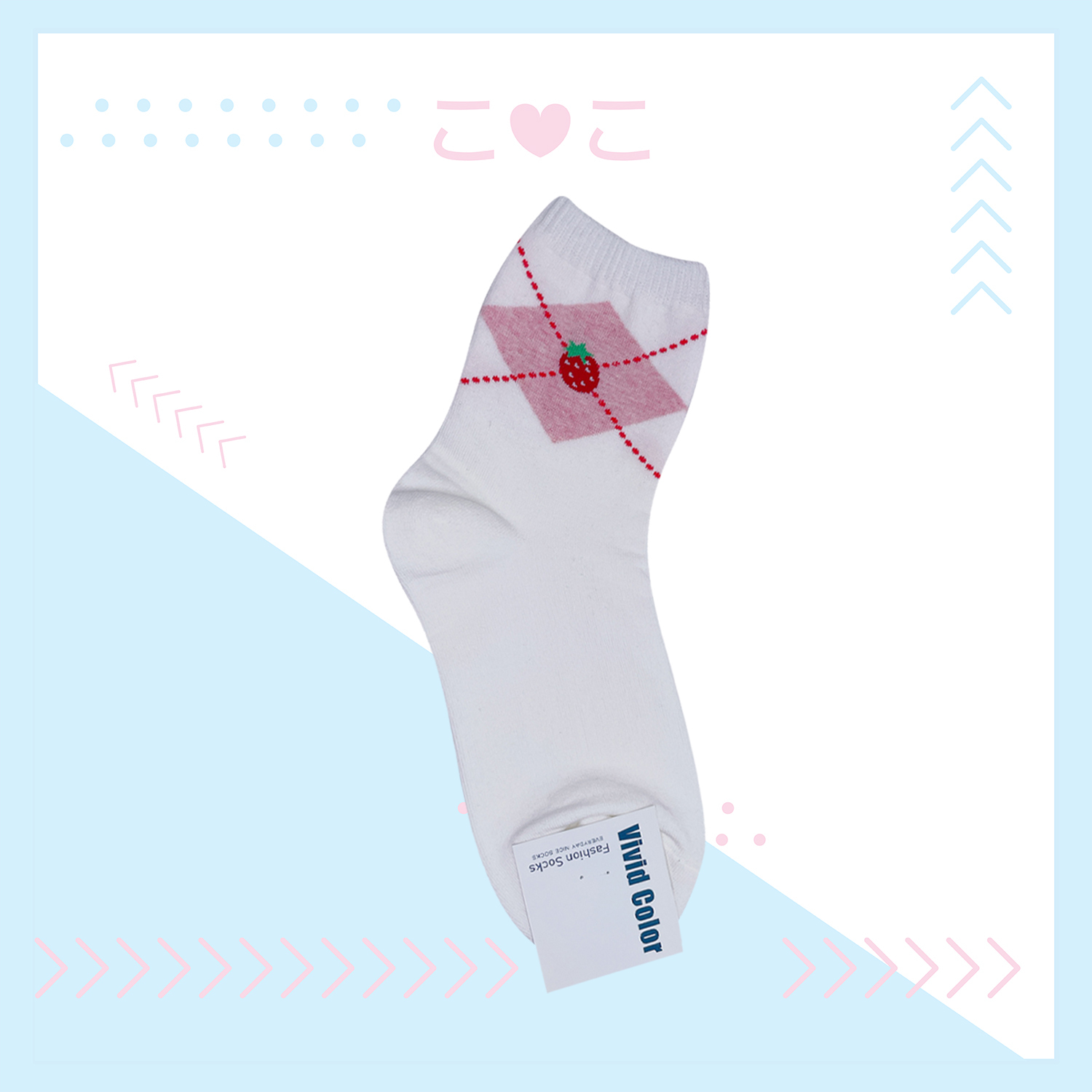 正韓菱格紋小圖插畫襪子