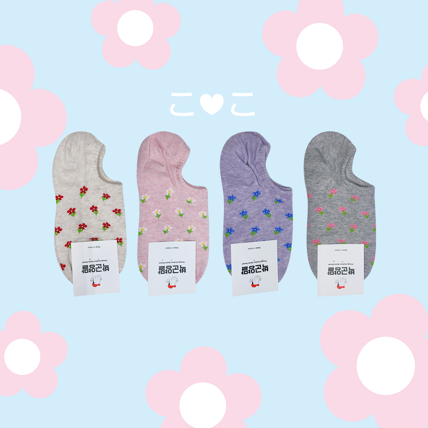 正韓小花滿版隱形襪子