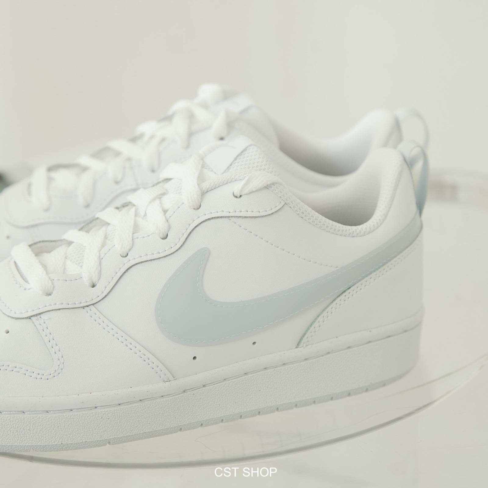 女生尺寸大童鞋NIKE COURT BOROUGH LOW 2 GS 全白寶寶藍珍珠