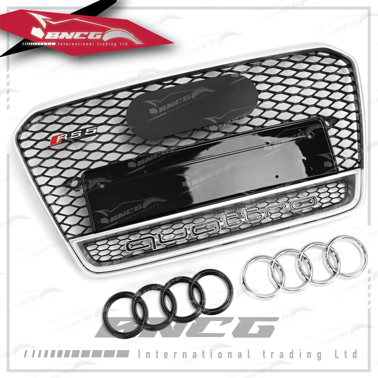 奧迪 Audi 12-15年式 A5 改 RS5 原車替換式 改裝 小銀框 quattro 中網 水箱罩 含車標