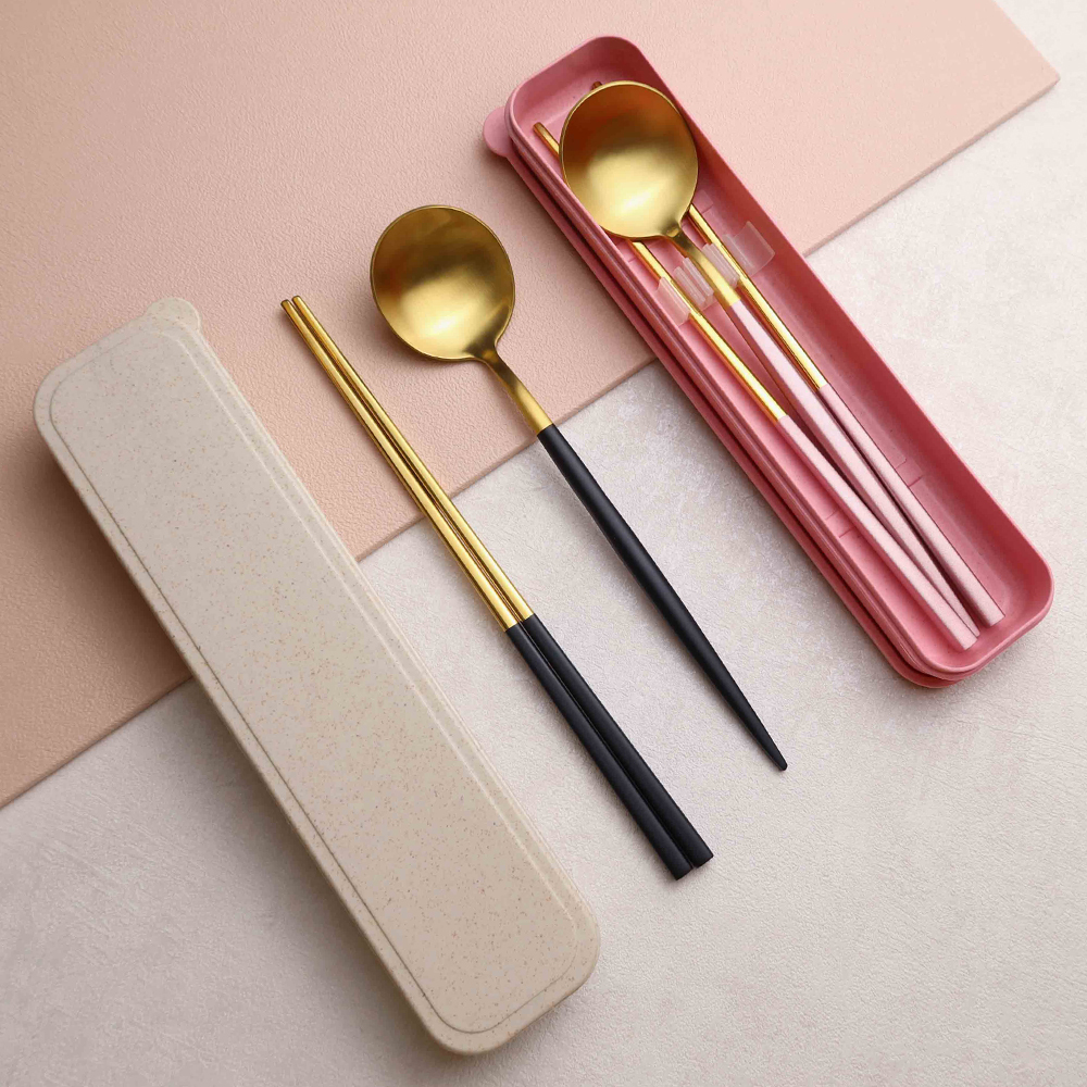 小奢華隨身不鏽鋼餐具2件組(附盒)