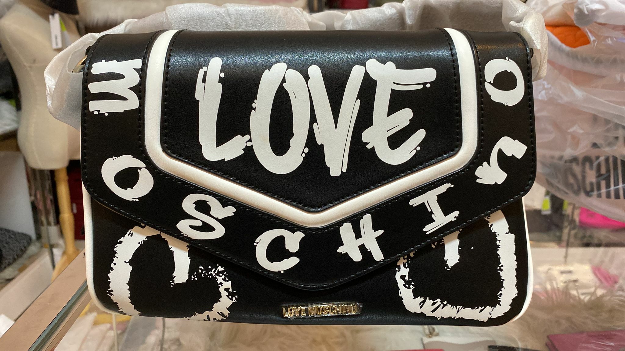 [S] LOVE MOSCHINO HANDBAG LOVE MOSCHINO, BLACK/WHITE, JC4218PP0CKC100A, 8051578887625 (SLM19)