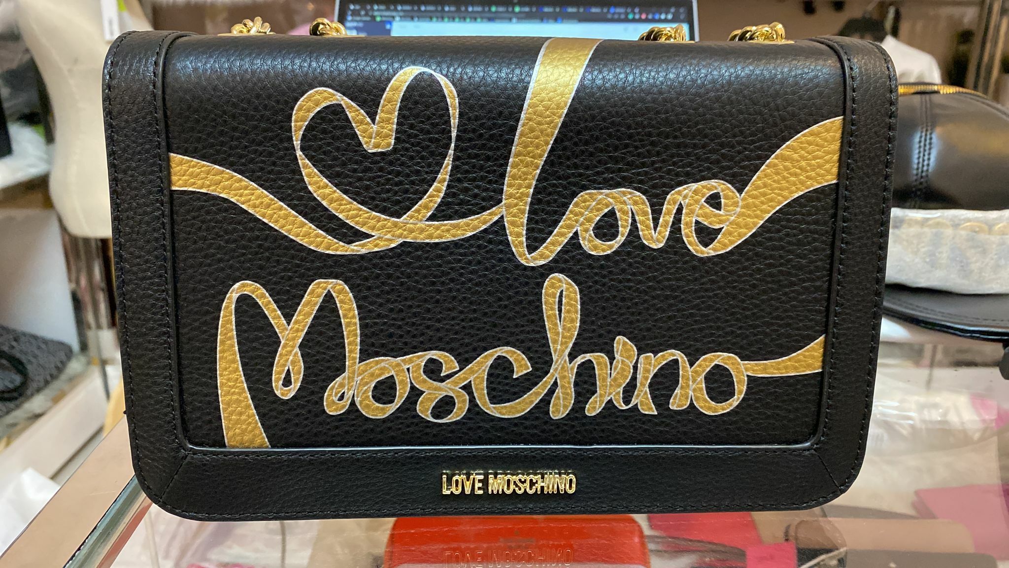 [S] LOVE MOSCHINO SHOULDER BAG WOMEN LEATHER, BLACK /GOLD JC4132PP1CLP100B, 8051578173933 (SLM18)