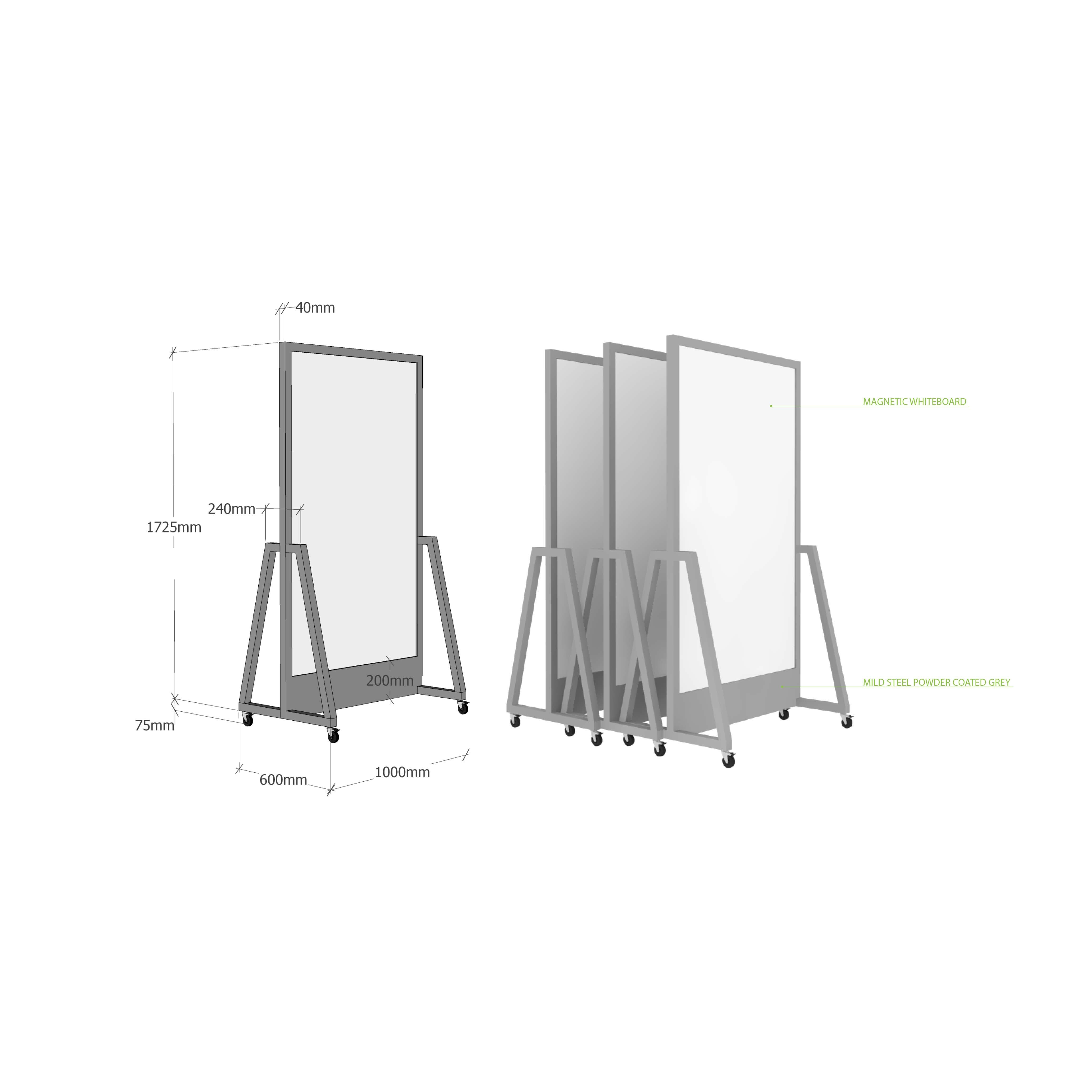 Mobile Whiteboard (Double Sided Tall), Classic
