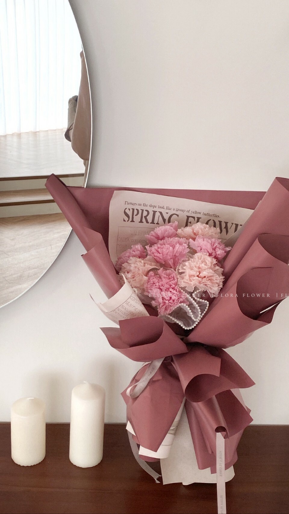 康乃馨永生花束-酒紅