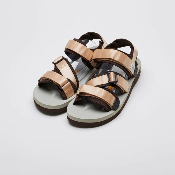 [出清商品售出無退換] SUICOKE KISEE-V OG-044V 沙灰色 斜帶 涼鞋 魔鬼氈 VIBRAM 黃金大底【SK22044VBEG】