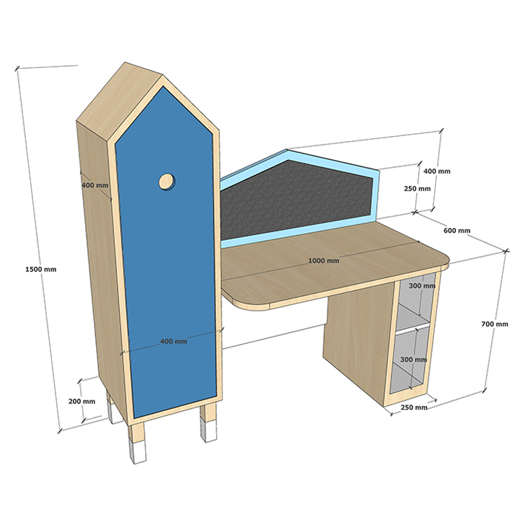 Baby Blue Study Table Set II, Pastel