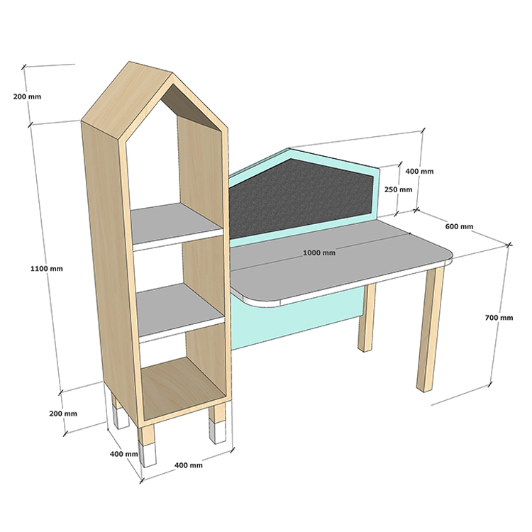 Baby Blue Study Table Set I, Pastel