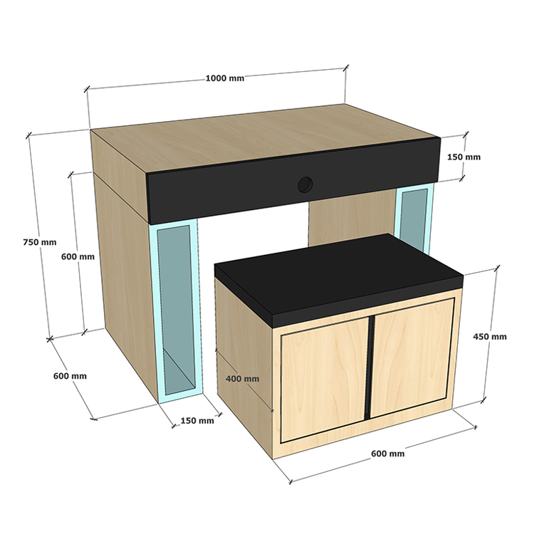 Boxy Study Table Set, Monochromatic