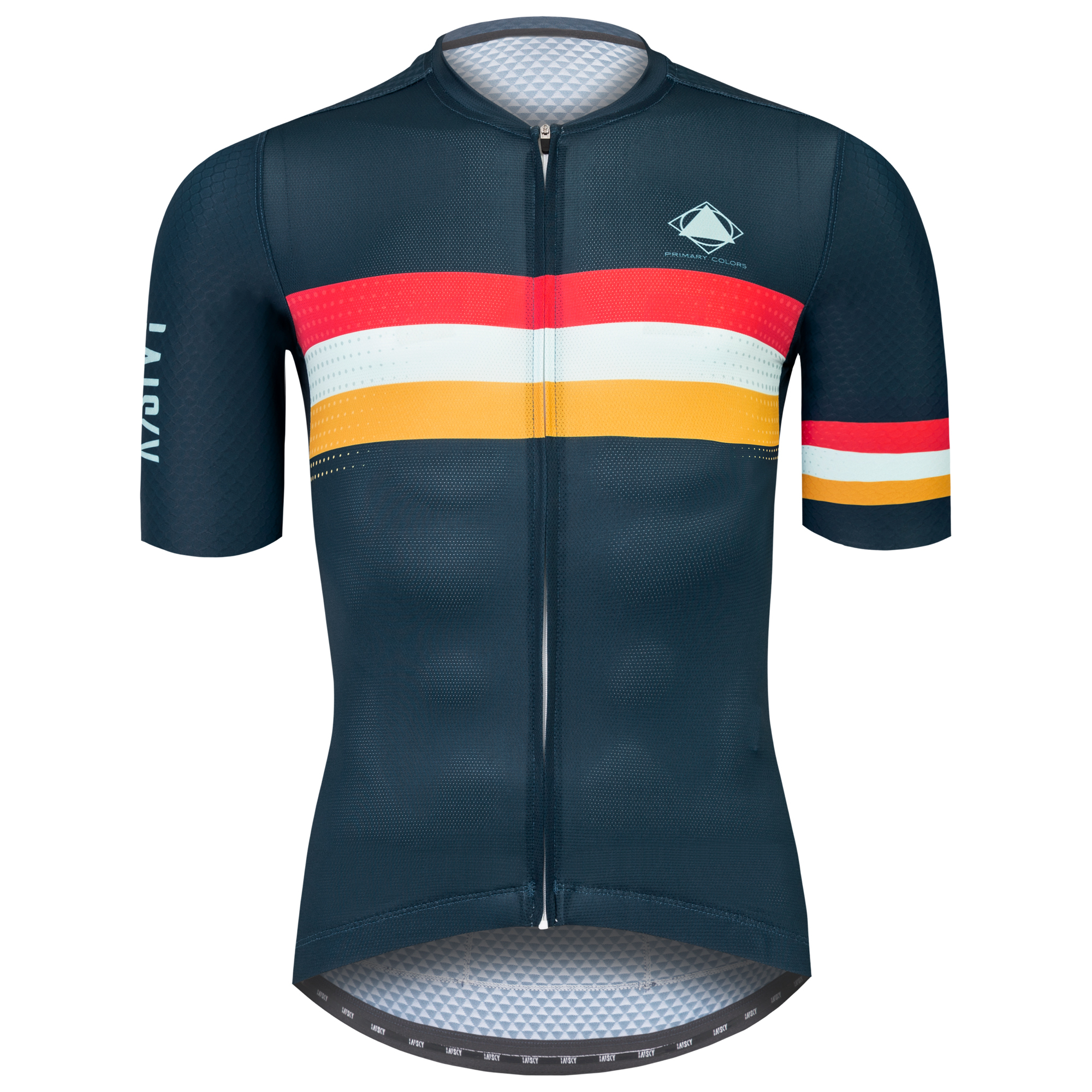 男款空力短車衣 平行線 藍