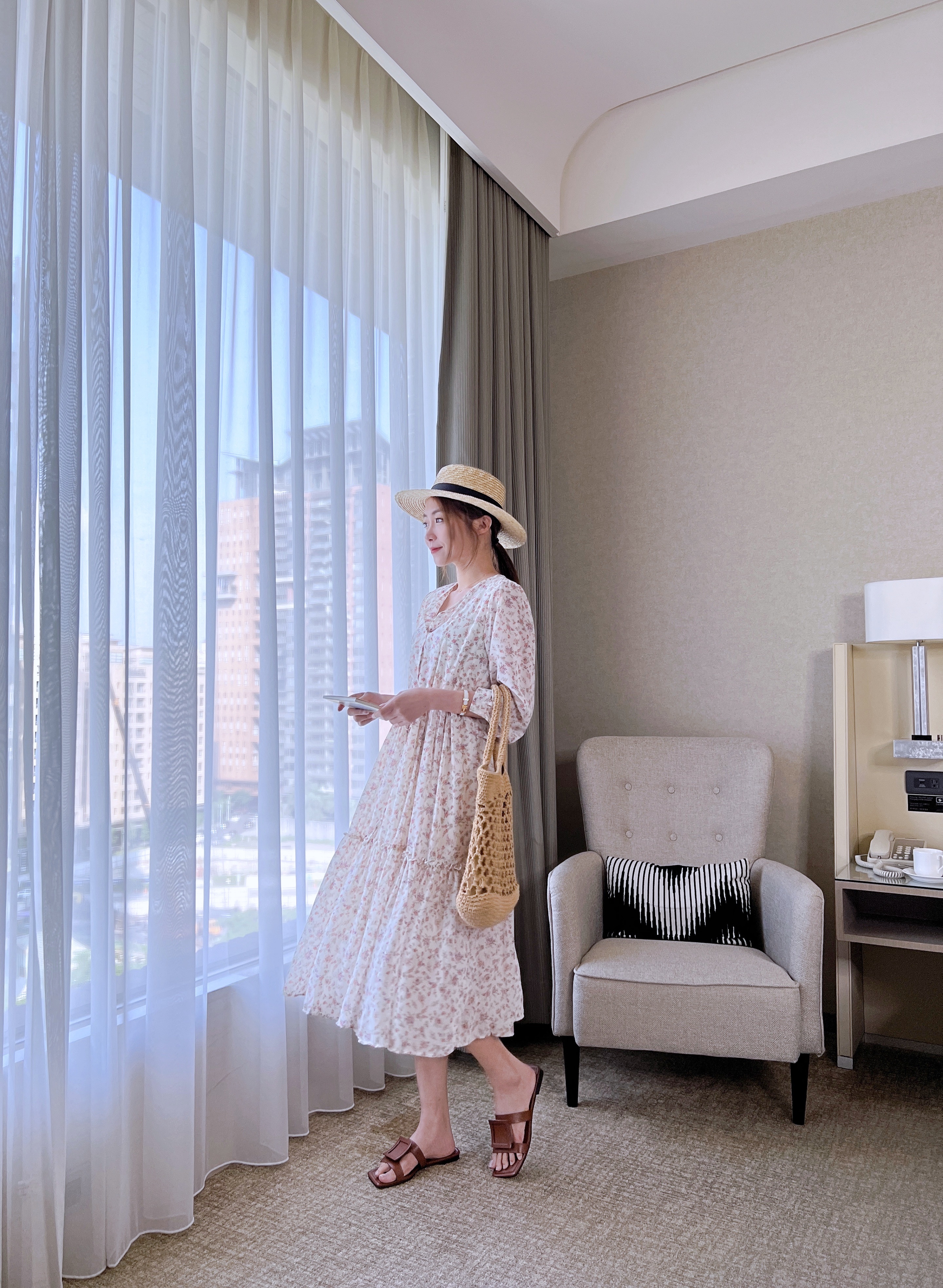 溫柔森林系碎花多釦雪紡洋