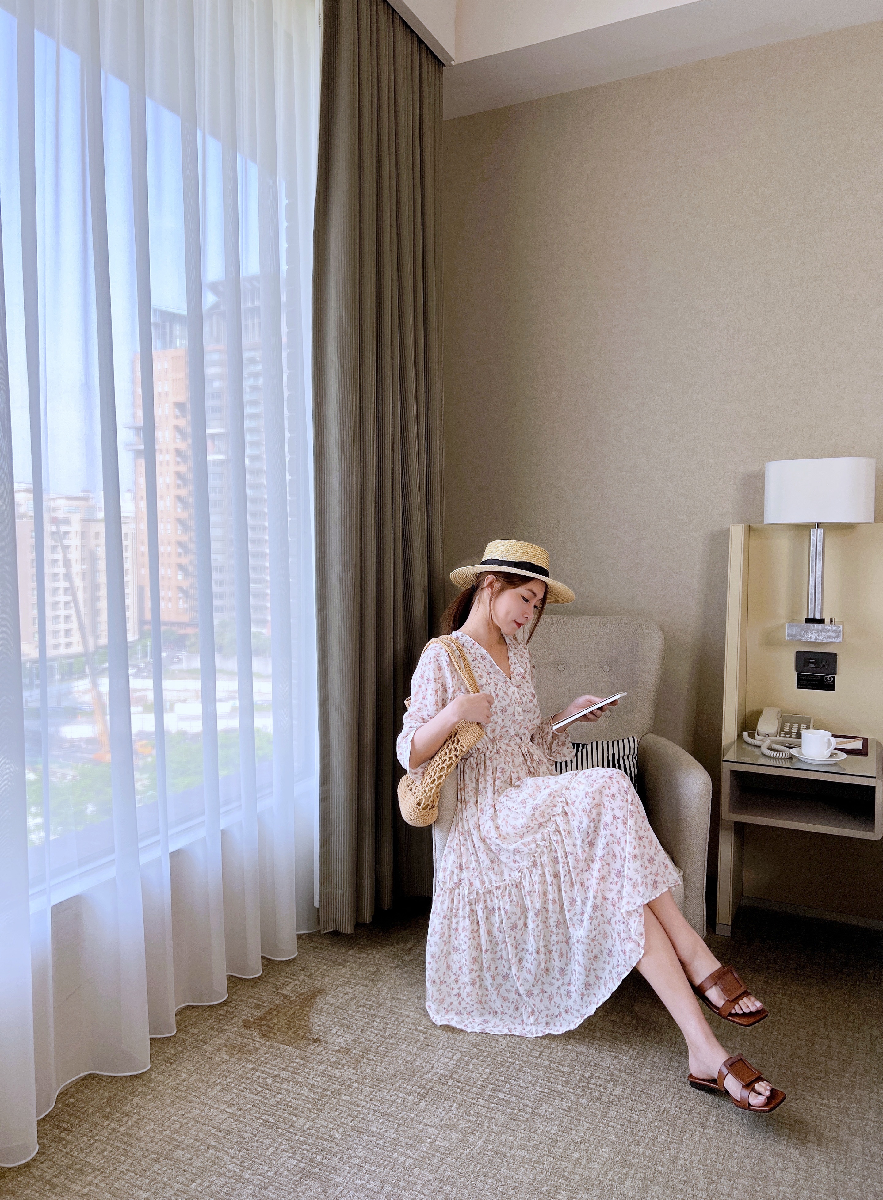 溫柔森林系碎花多釦雪紡洋