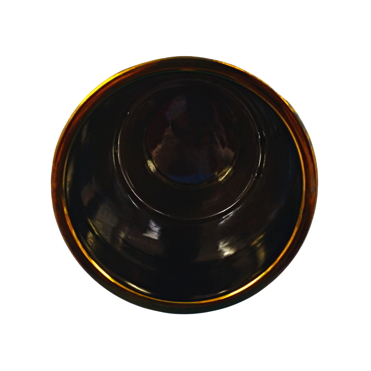 黃金線圈紋陶瓷花盤 (16*16*16) cm