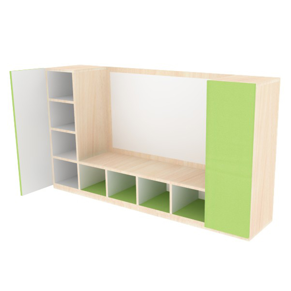 Whiteboard Partition with Side Cabinets