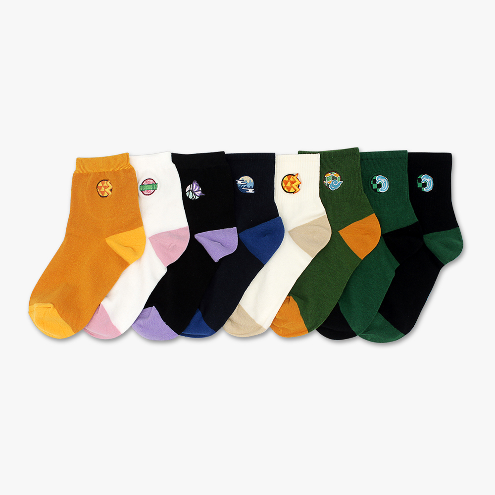 【肌柔】台灣製「防臭吸汗」和柄系列 日系刺繡棉質中筒襪丨P1212-P1218