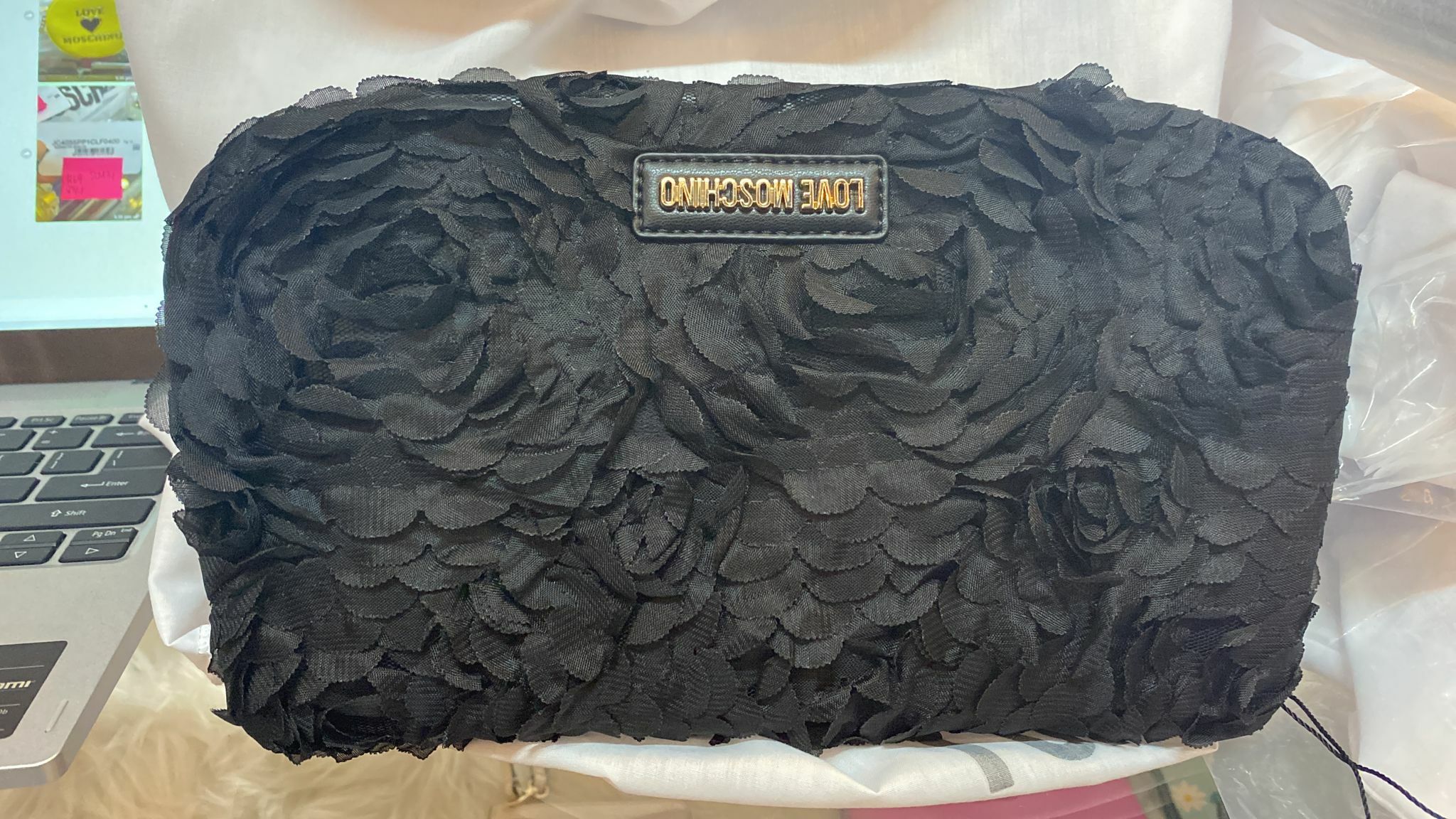 [S] LOVE MOSCHINO PIZZO NERO CLUTCH, NERO JC4085PP1CLH100A, 8051578172325 (SLM32)