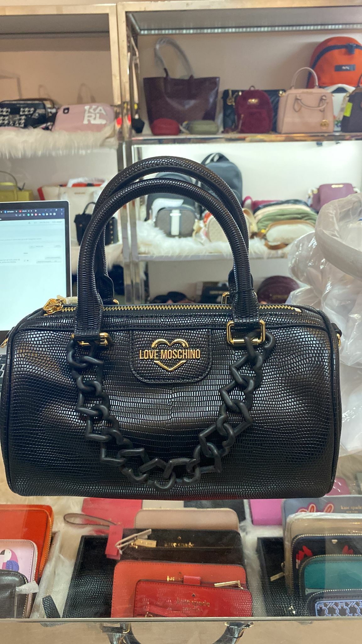 [S] LOVE MOSCHINO GAINED TOP-HANDLE BAG, NERO JC4268PP0CKL0000, 8051578567763 FINAL SALE (SLM34)