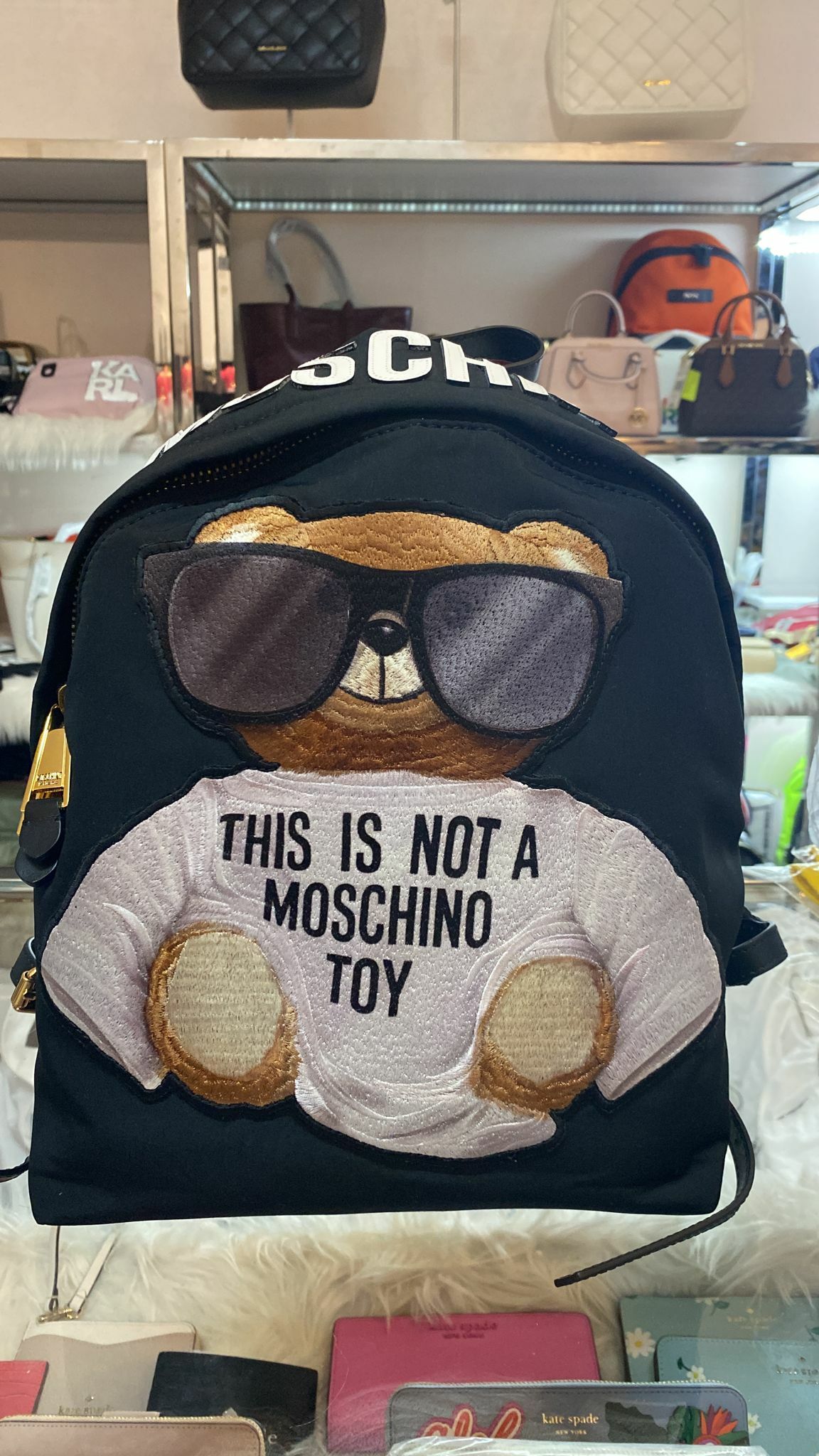 [S] MOSCHINO MICRO TEDDY BEAR NYLON BACKPACK, BLACK 7A763682121555U022, 667110098855 FINALE SALE (SM10)