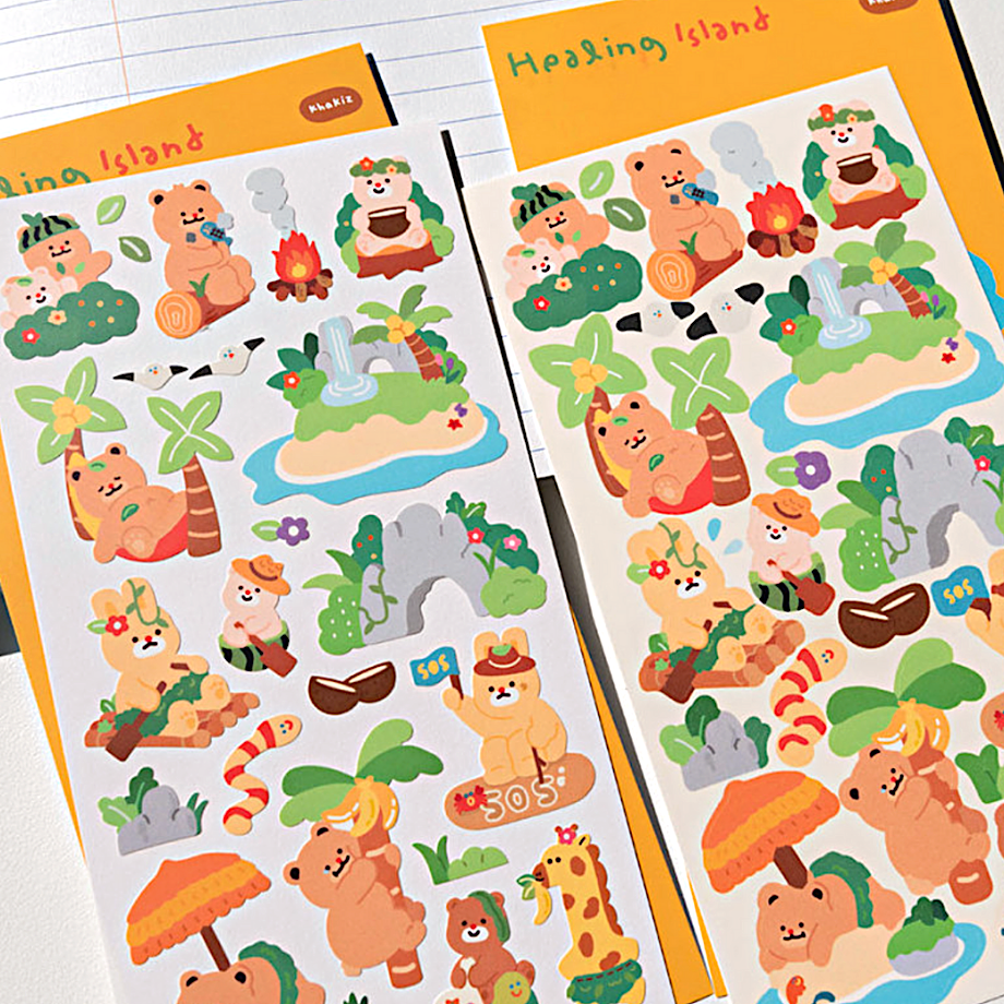 Khakiz Sticker－Healing Island (Korean Stationery Brand)