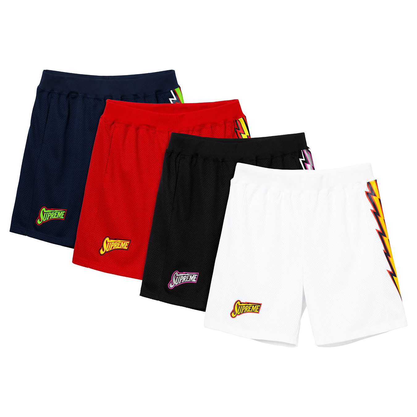 -(B5c05)-SUPREME BOLT BASKETBALL SHORTS 球褲 黑/白 - SS18SH7