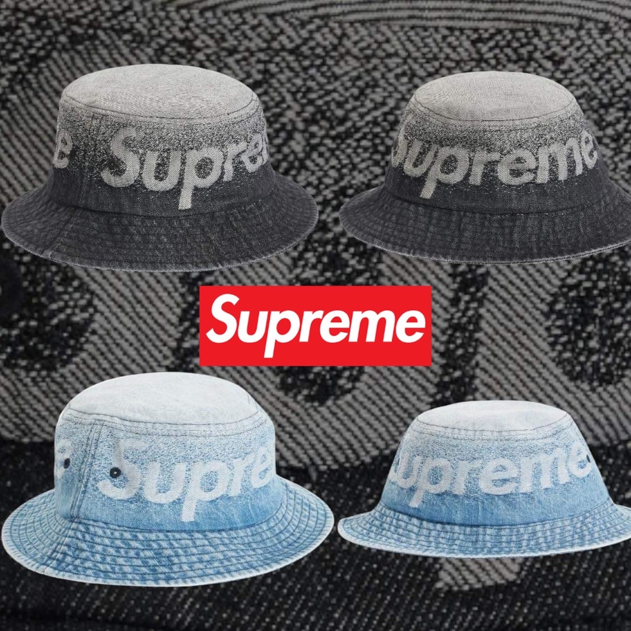 SUPREME 22SS FADE JACQUARD DENIM CRUSHER 漁夫帽丹寧