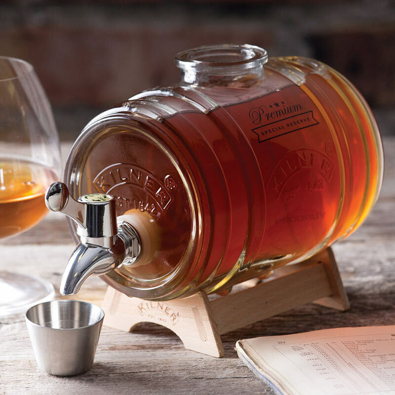 英國 KILNER｜迷你酒桶型玻璃飲料桶 1L