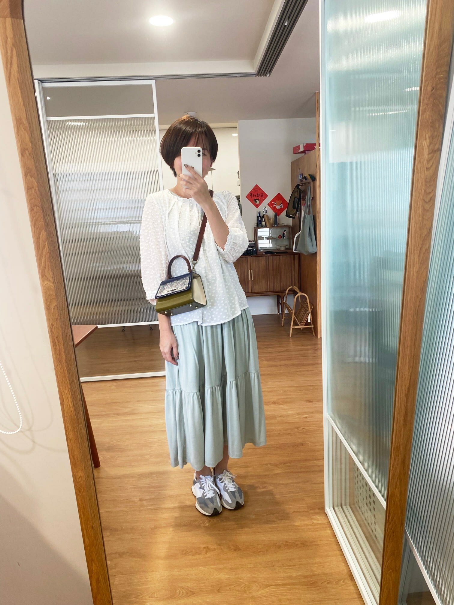 日光潮汐七分袖上衣-海鷗